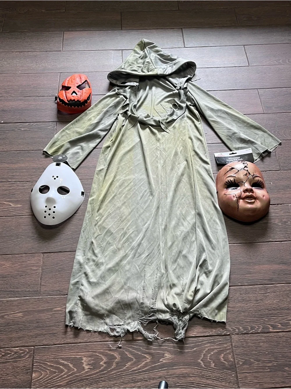 Kids Grim Reaper Skeleton Halloween Costume Hooded Robe Size 8-10